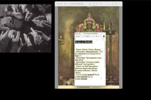 Screenshot of a black screen and two Mac images. There is a textbox with written statements.