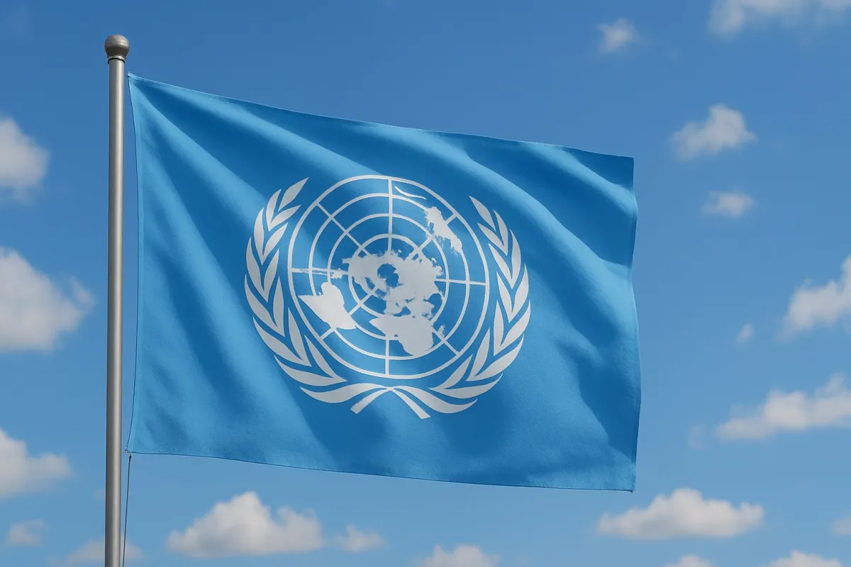 An AI-generated image of a blue flag.